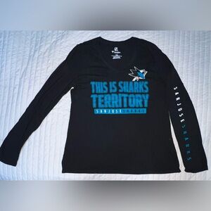 San Jose Sharks Women's  Long Sleeve T-Shirt - Black size L [D-23]